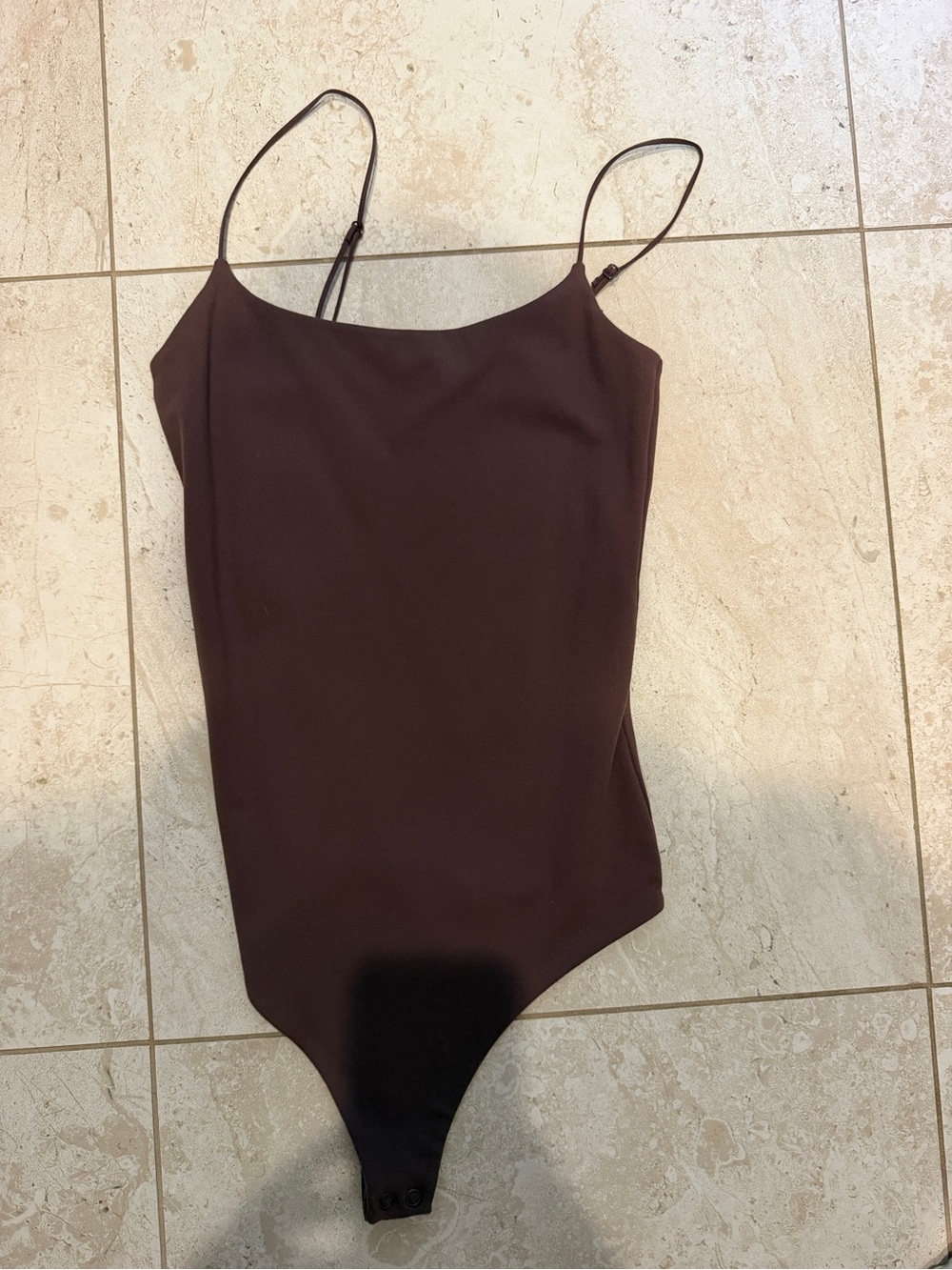 nuuds Brown Slim Strap One-Piece Bodysuit